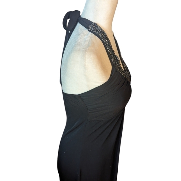 Y2K black Maxi Dress Gown halter Whimsigoth witchy sexy embellishments sz 8 - Picture 5 of 10